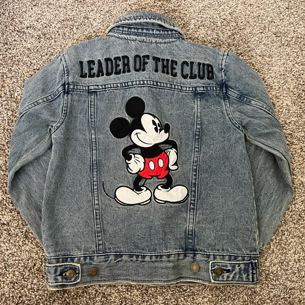 NWT Youth Disney Store Parks Mickey Mouse LEADER OF THE CLUB Denim Jacket Sz 5/6